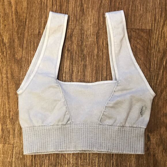 NWOT Free People Good Karma Square Neck Sports Bra in Ice Grey Size M/L - Picture 4 of 11